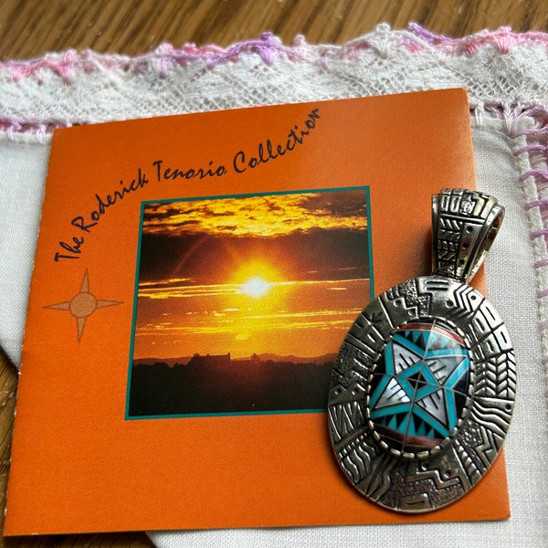 Vintage southwestern sterling Carolyn Pollack Roderick Tenorio Native American Morning Star Pendant never worn