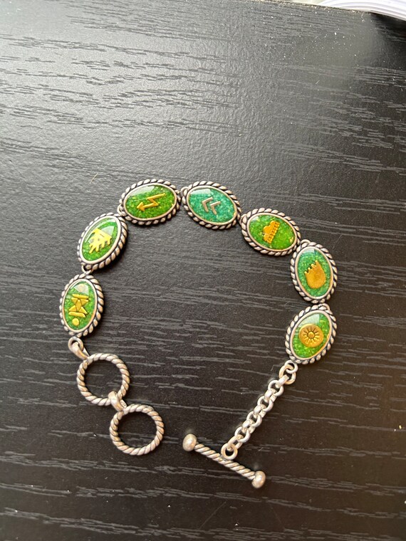 Carolyn Pollack Sterling Silver Storyteller Bracelet: Green  display picture 1