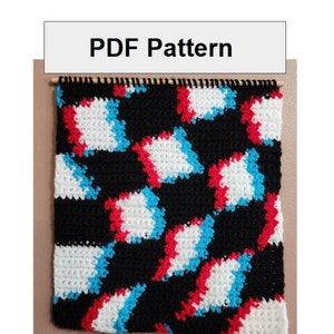 PDF レトロな波型チェックかぎ針編みタペストリーパターン