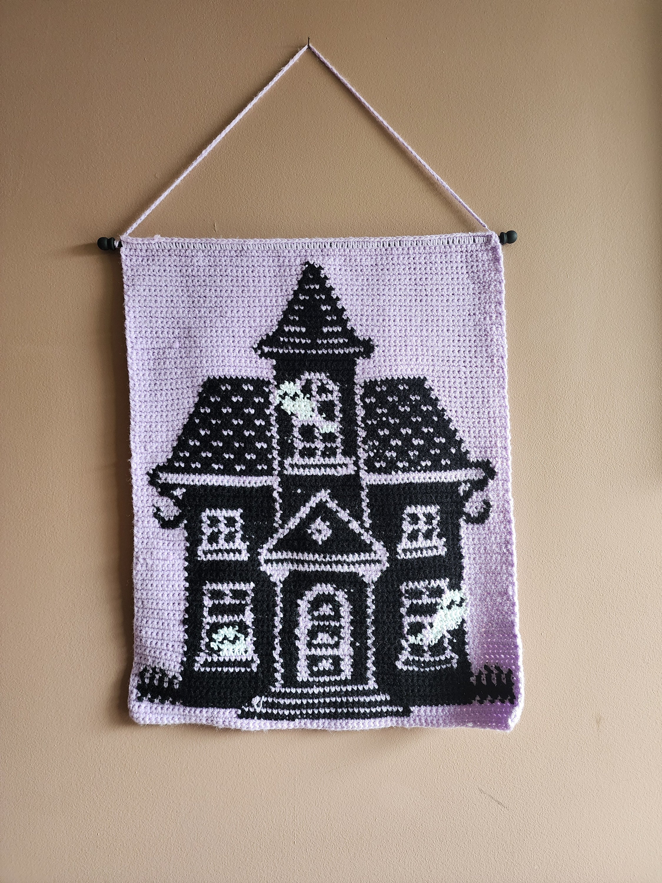 Halloween Haunted House Crochet Tapestry - Etsy