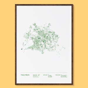 Bäume Berlins Poster | Physischer Berlin Stadtplan Druck, Berlin Poster, DatenVisualisierung, Wandbild Berlin, Wandbild Berlin