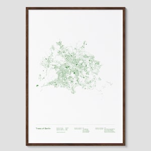 Impresión artística del mapa de los árboles de Berlín: póster de visualización de datos, Alemania