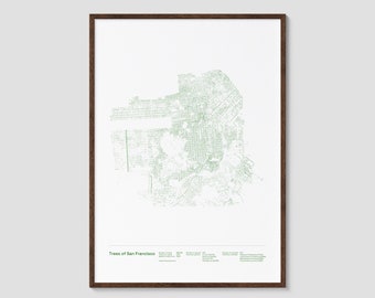 Trees of San Francisco print | Physical SF map print, SF poster, San Francisco wall art, San Francisco map art, data visualization