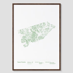 Bäume von Toronto drucken | Physische Toronto Karte Druck, Toronto Poster, Toronto Wandkunst, Toronto Karte Kunst, DatenVisualisierung