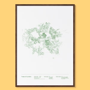 Bäume von London drucken | Physische London Karte Druck, London Poster, London Wandkunst, London Karte Kunst, DatenVisualisierung