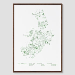 Trees of Antwerp print | Physical Antwerp, Belgium map print, Antwerp poster, Antwerp wall art, Antwerp map art, data visualization