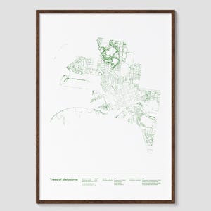 Impression artistique de la carte des arbres de Melbourne : affiche de visualisation de données, Australie