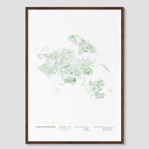 Bomen van Amsterdam-print | Fysieke kaart van Amsterdam, poster Amsterdam, kunst aan de muur Amsterdam, kaartkunst Amsterdam, datavisualisatie