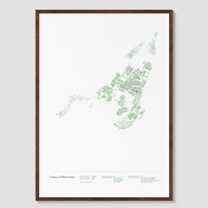 Bäume von Montreal drucken | Physischer Montreal Kartendruck, Montreal Poster, Montreal Wandkunst, Montreal Karte Kunst, DatenVisualisierung
