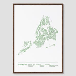 Trees of New York City Map Art Print: Data Visualization Poster, USA