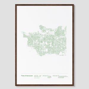 Trees of Vancouver print | Physical Vancouver map print, Vancouver poster, Vancouver wall art, Vancouver map art, data visualization