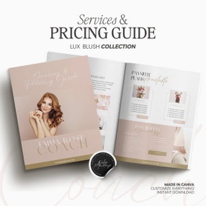 Services and Pricing Guide Aesthetic Canva Template | New Client Welcome Packet | Price List | Client Proposal for Coaches Virtual Assistant