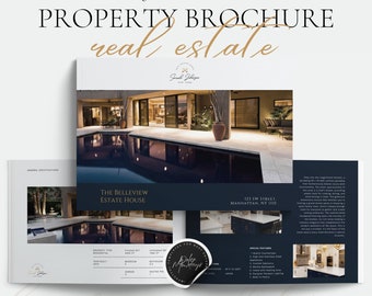 Luxury Property Listing Brochure Canva Template for Real Estate Marketing, realtor branding packet kit new listing magazine landscape format