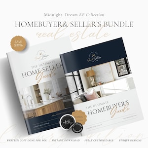 RE Buyer Presentation and Seller Listing Presentation Template, Printable Luxury Real Estate Home Seller and Homebuyer Guide Bundle Canva