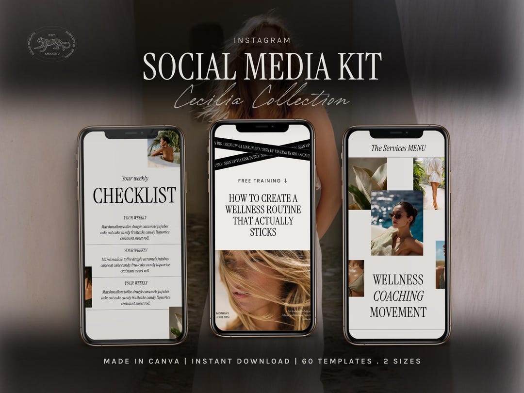 Wellness Coach Instagram Templates | Luxury Social Media Kit Canva ...