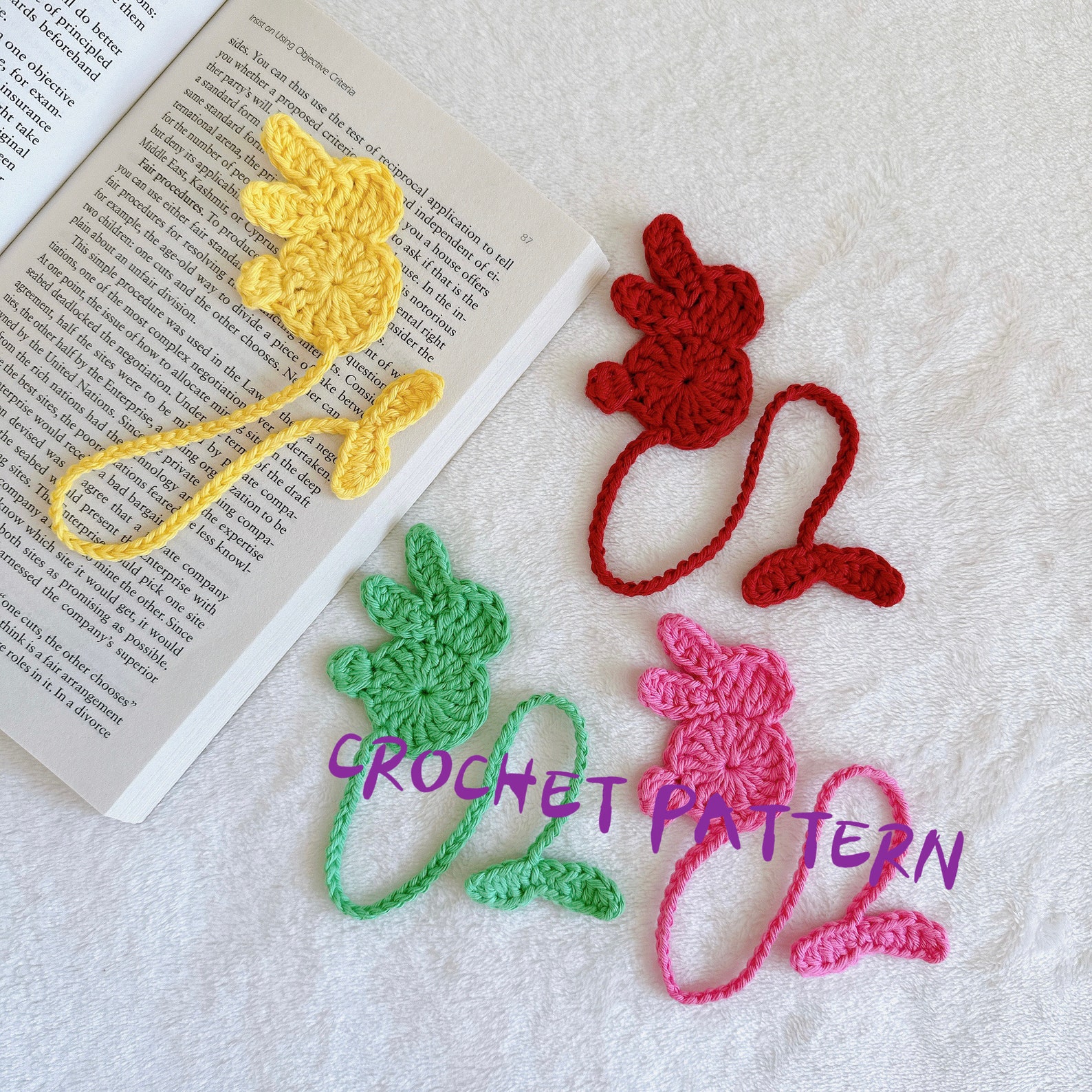 Crochet PATTERN - Bunny Rabbit Bookmark - Detailed Photos - Etsy