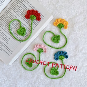 Crochet PATTERN - Bookmark - Flower with Heart - Easy with Detailed Photos (US Terms, English Only)