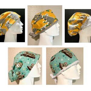 Koalas, Australia, Scrub cap, skullcap, hair coverings, Bouffant,  gold, green