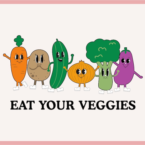 Eat Your Veggies Png, Vegetarian Png, Trendy Png, Digital Download, Vegetables, Sublimation Png, Print on Demand