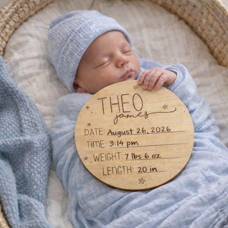 Personalized Baby Birth Stats Wood Plaque, Hospital Announcement Sign ...