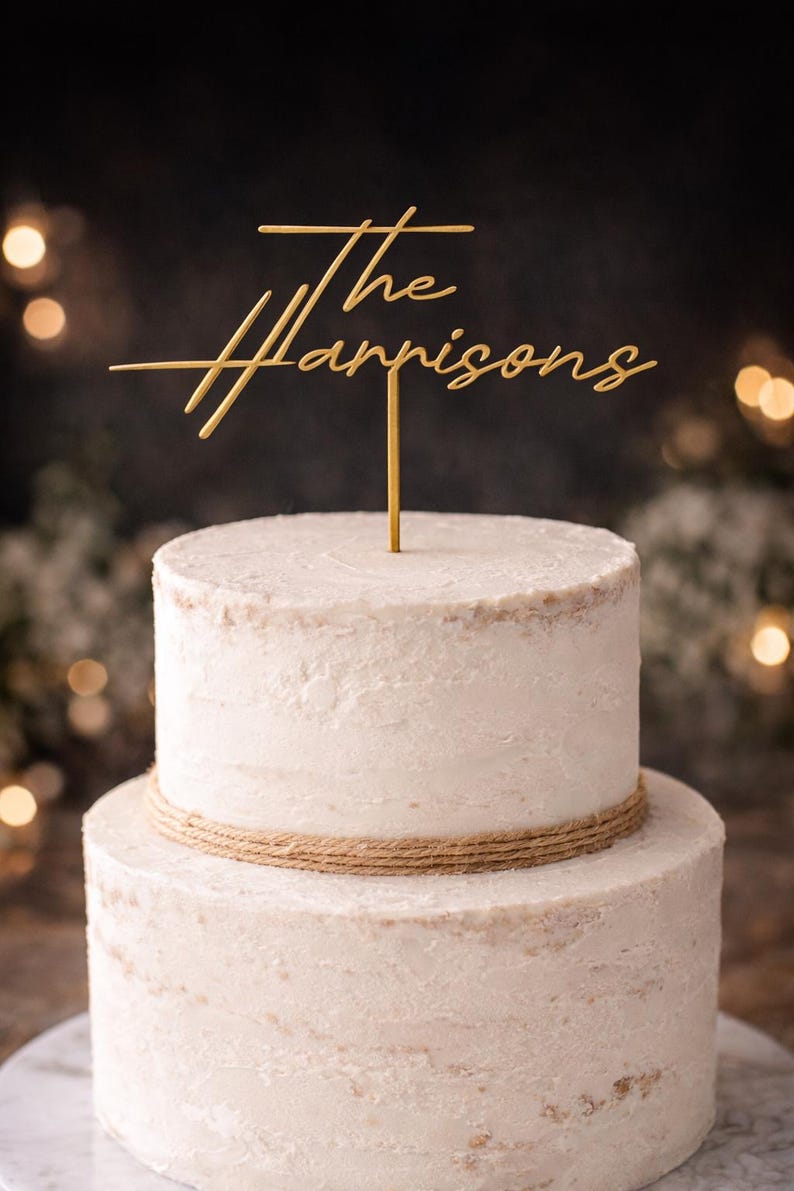 Cake Topper Inscription Sample Custom Script Cake Topper: Elegant Wedding, Anniversary, Bridal Shower ...