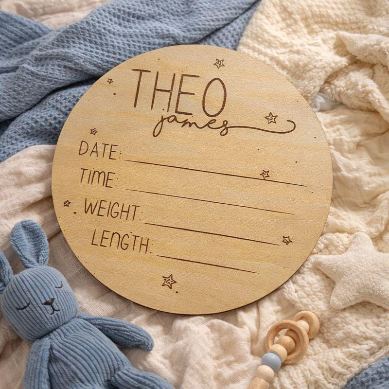 Personalized Baby Birth Stats Wood Plaque, Hospital Announcement Sign ...