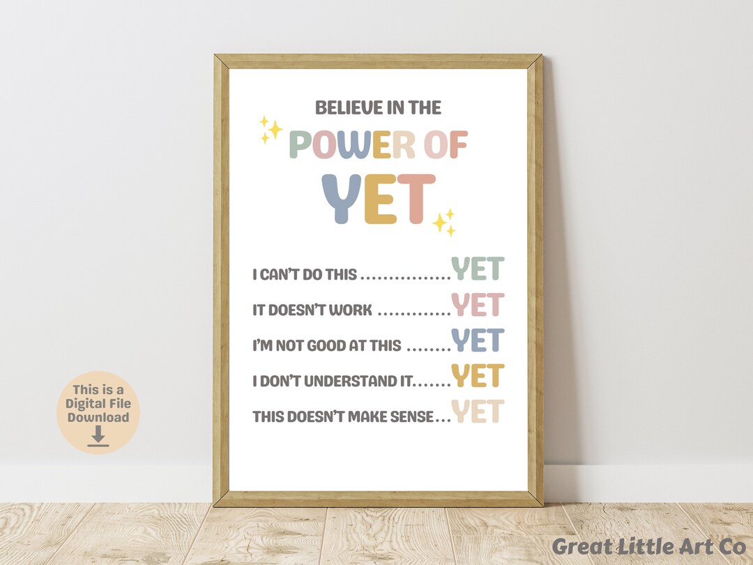 Power of yet Poster Power of yet Print Printable Educational - Etsy