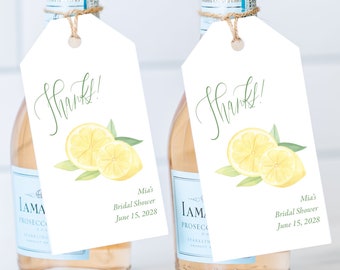 Lemon Bridal Shower Favor Tags – Amalfi Theme | Set of 6