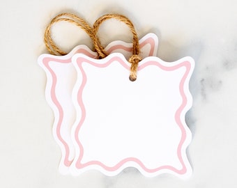 Ballet Pink Gift Tags, Wavy Scalloped Edge, Set of 15