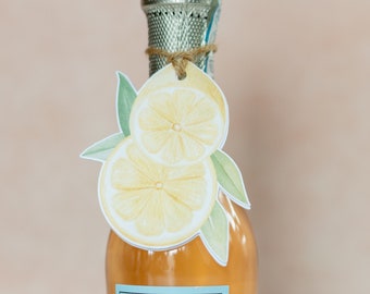 2-Layer limoncello Favor Tags, Amalfi Bridal Shower, Set of 9