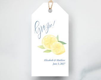 Amalfi Coast Lemon Wedding Favor Tags – Italian Citrus Bridal Shower Decor