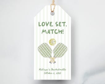 Pickleball Bridal Shower Favor Tags Love Set Match Tags Pickleball Party Favors Country Club Bridal Shower Perfect Match Favor Tags PRINTED