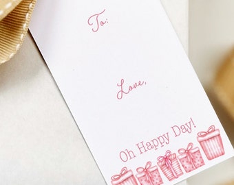 Pink Watercolor Birthday Gift Tags | Set of 6