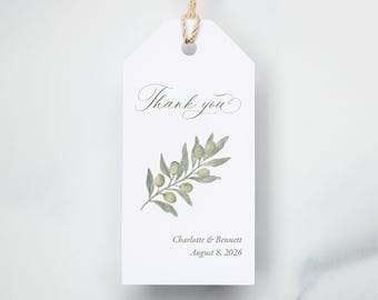 Olive Oil Wedding Favor Tags, Italian Tuscan Watercolor, Personalized Bridal Shower PRINTED