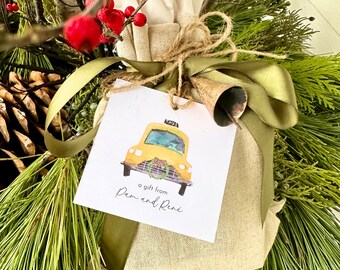 Personalized Christmas gift tag holiday custom favor tag NYC Christmas gift tag taxi favor tag hostess gift wine gift tag - set of 12