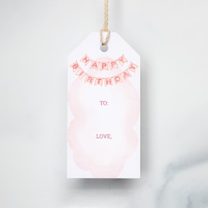 Birthday girl gift tag 6 tags/pack tag strawberry pink gift tag pink watercolor gift tag happy birthday gift tag birthday girl