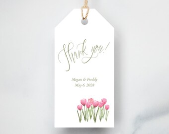 Elegant Tulip Wedding Favor Tags – Garden Bridal Shower Decor