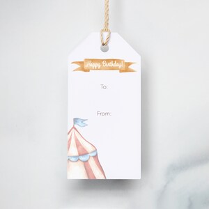 Circus Tent Watercolor Gift Tag | Under the Big Top | To From Tag | Birthday Gift Tag | First Birthday | Kid's Birthday Tag | 6 TAGS/PACK