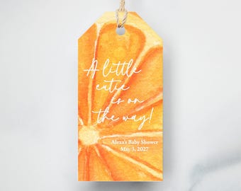 Little Cutie Baby Shower Favor Tags, Orange Citrus Thank You, Printed and Shipped