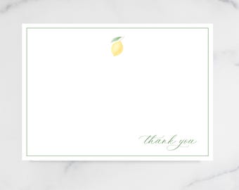 Amalfi Lemon Thank You Cards | Personalized Italian Citrus Note Cards | 5x7 Wedding & Bridal Shower Stationery | Printed Set + Envelopes