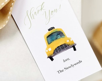 NYC Wedding Favor Tags: Yellow Taxi Design, Personalized | Set of 6