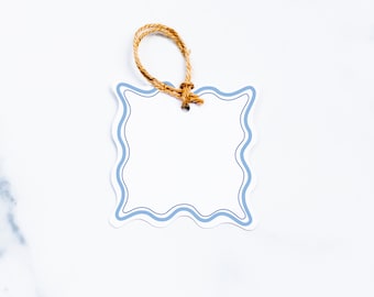 Hydrangea Blue Gift Tags, Wavy Scalloped Edge | 15 per Pack