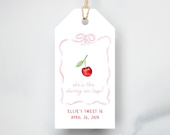 Sweet 16 Cherry Favor Tags - Personalized & Printed