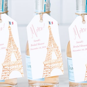 Eiffel Tower favor tag Paris theme bridal shower customizable favor tag French gift tag Parisian bridal shower favor tags - set of 6