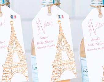 Eiffel Tower Bridal Shower Favor Tags – Paris Theme, Set of 6