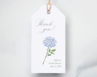 Something Blue Before I Do Bridal Shower Favor Tags, Dusty Blue Hydrangea Favor Tags, Elegant Watercolor Wedding Shower Decor