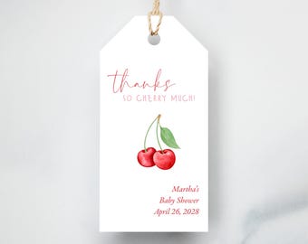Cherry Baby Shower Favor Tags Thanks so Cherry Much! - Personalized & Printed
