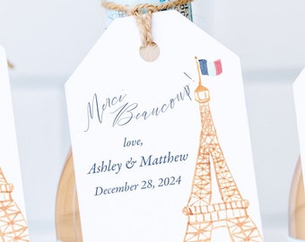 Paris Wedding Favor Tags – Customizable Eiffel Tower, Set of 6