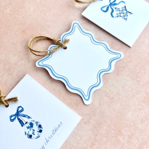 Blue watercolor Christmas gift tag variety pack Christmas party favor tag merry Christmas gift tag watercolor Christmas tags 12 tags/pack