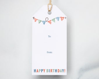 Gift tag kids birthday gift tag happy birthday tag birthday boy gift tag first birthday favor tag 6 tags per pack